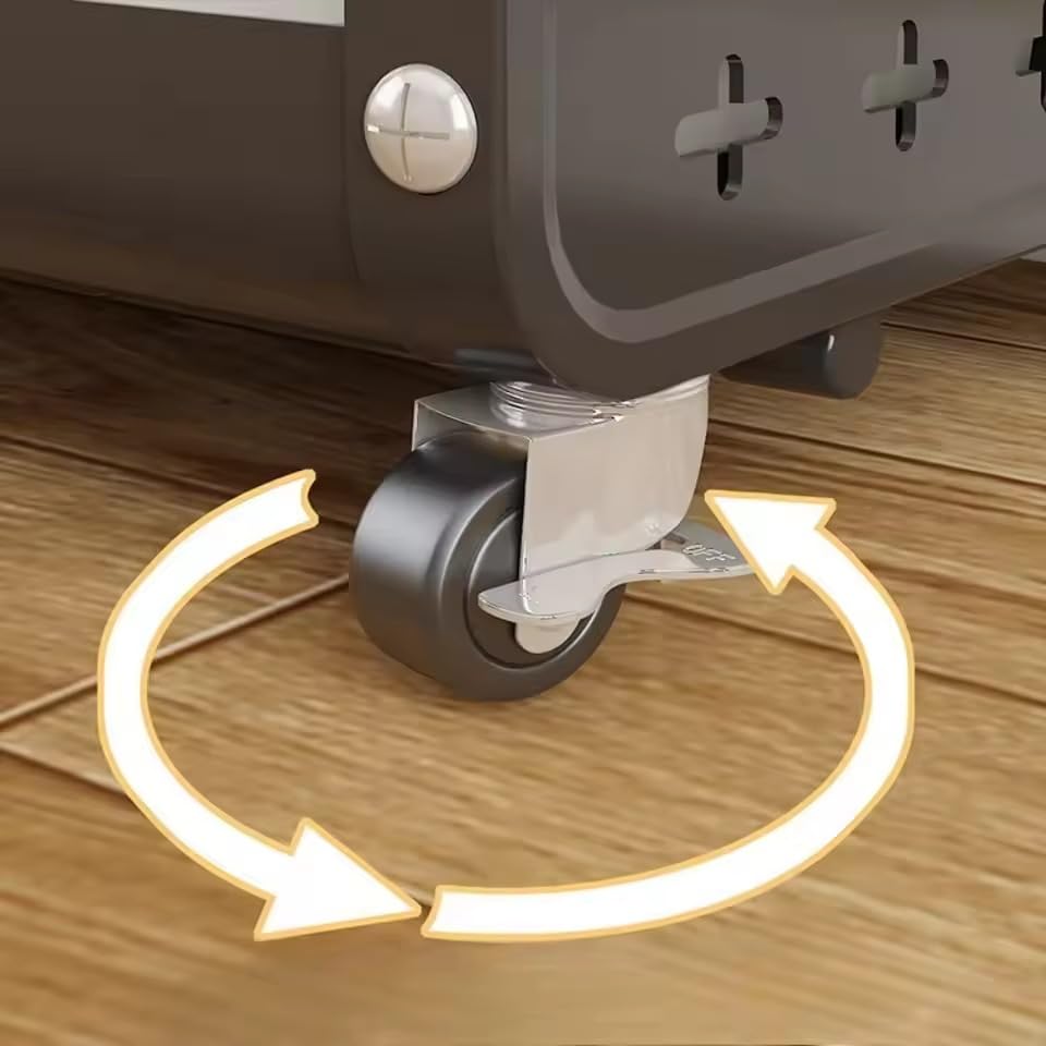 HOMERO Space Saving Utility Storage Rack with Wheels and Ventilated Shelves 4 Layer