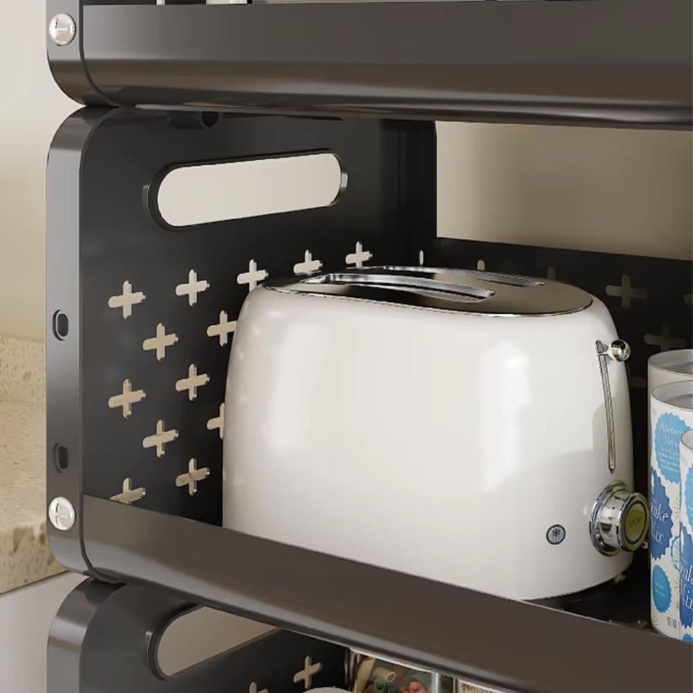 HOMERO Space Saving Utility Storage Rack with Wheels and Ventilated Shelves 4 Layer