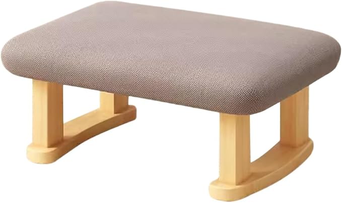 Rectangular Stool with Solid Wood Support Legs