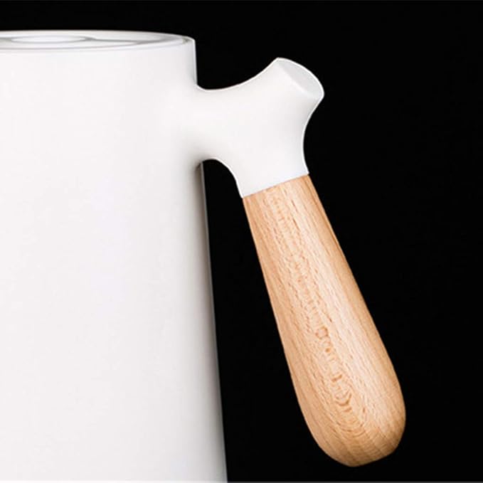 Homero 1 Litre Insulated Vacuum Flask with Wooden Handle (White)