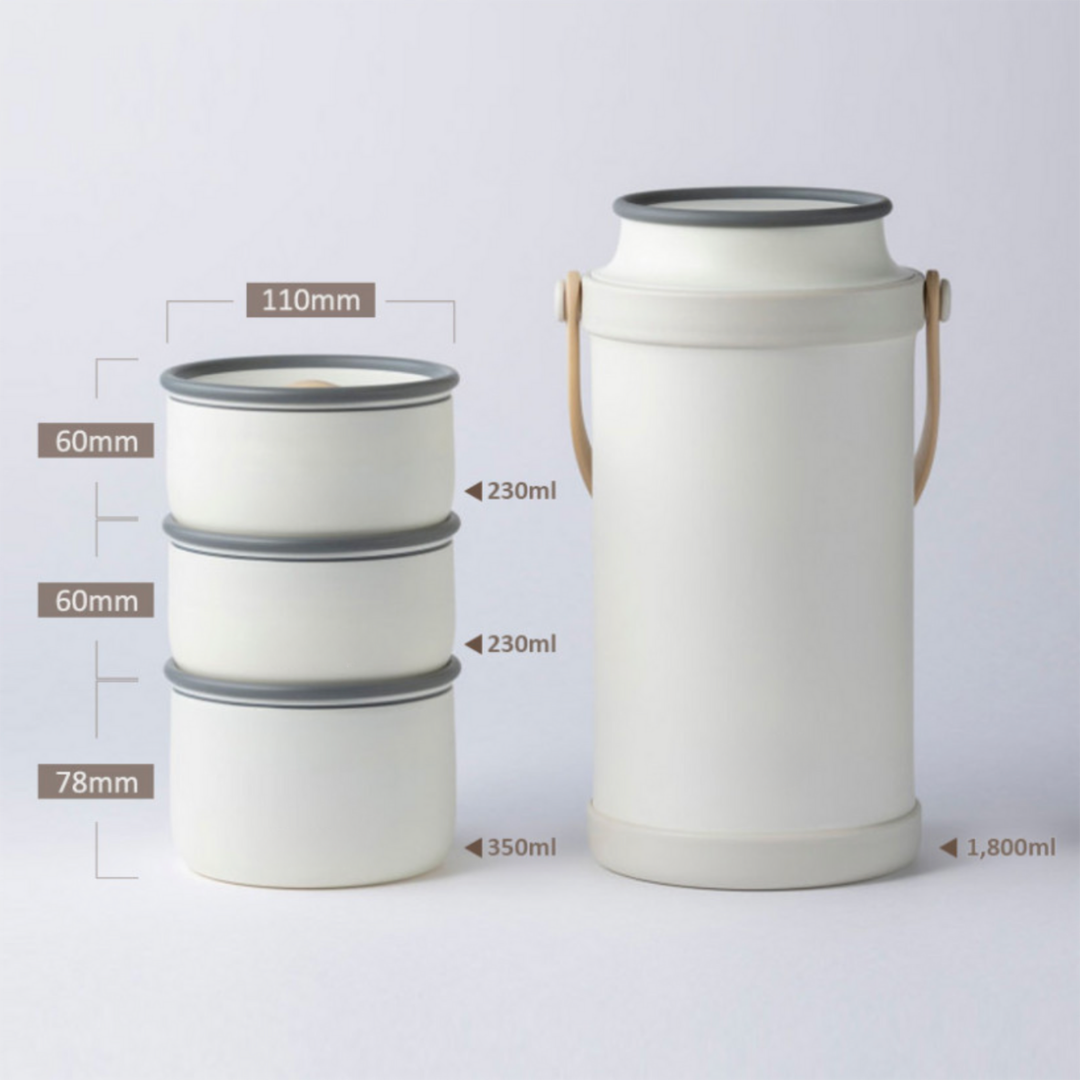 HOMERO 4-Piece Stainless Steel Thermal Lunch Jar Set - 1.8L