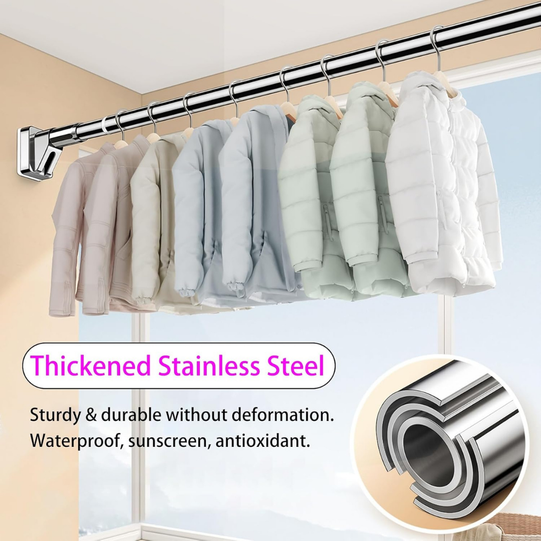 HOMERO Multi-Purpose Stainless Steel Flexible Telescopic Adjustment Rod - 0.5m to 4m