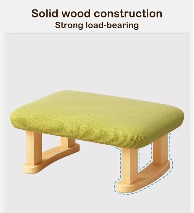 Rectangular Stool with Solid Wood Support Legs