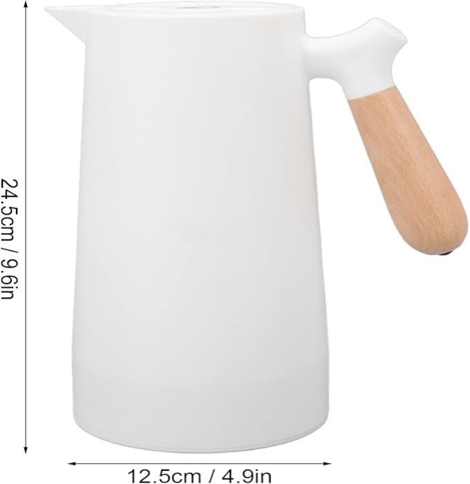 Homero 1 Litre Insulated Vacuum Flask with Wooden Handle (White)