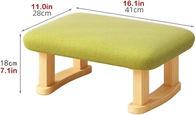 Rectangular Stool with Solid Wood Support Legs