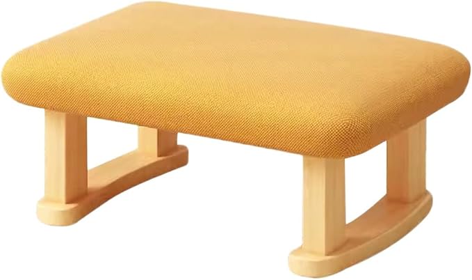 Rectangular Stool with Solid Wood Support Legs