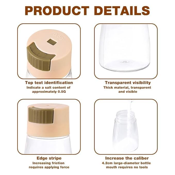 Multi-Purpose Transparent Spice Storage Bottle with Press Lid