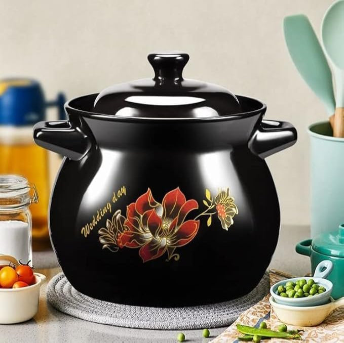 Ceramic Casserole Pot – Round Stoneware with Dual Handles