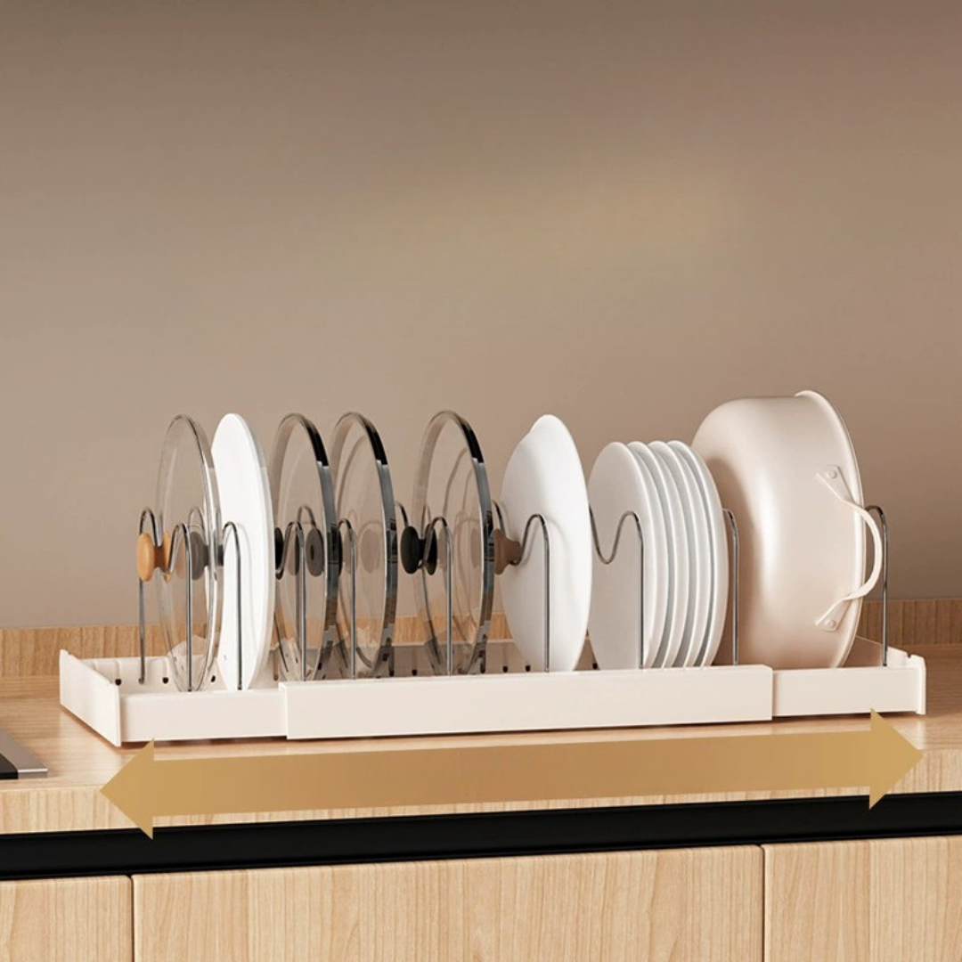 HOMERO Adjustable Stainless Steel Telescopic Pot Lid Pan Organizer