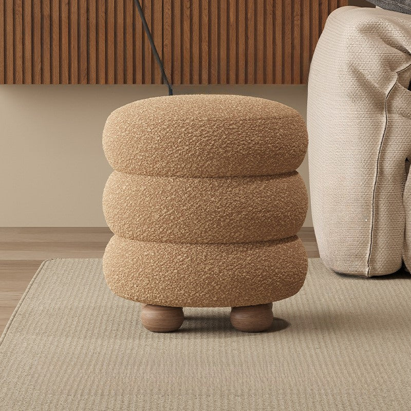 Multipurpose Velvet Ottoman Footstool with Wooden Base