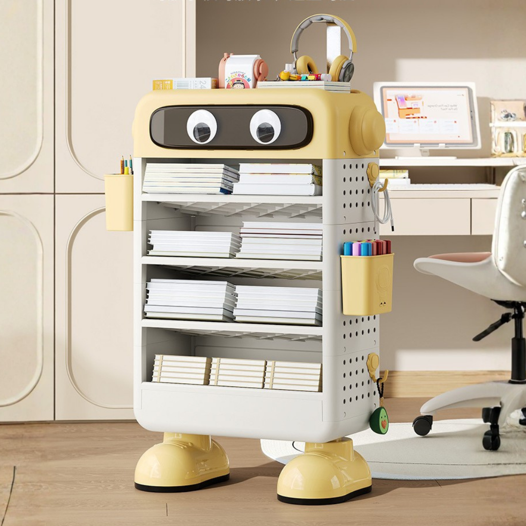 HOMERO Cute Multi-Layer Desk Storage Rack with Adjustable Side Basket