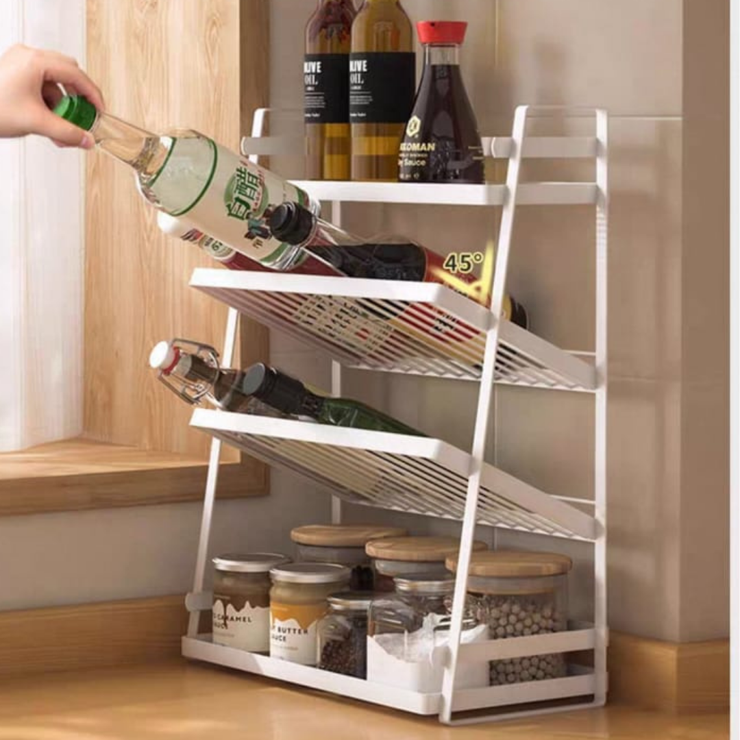 HOMERO4 Tier Carbon Steel Kitchen Storage Spice Organizer Shelf