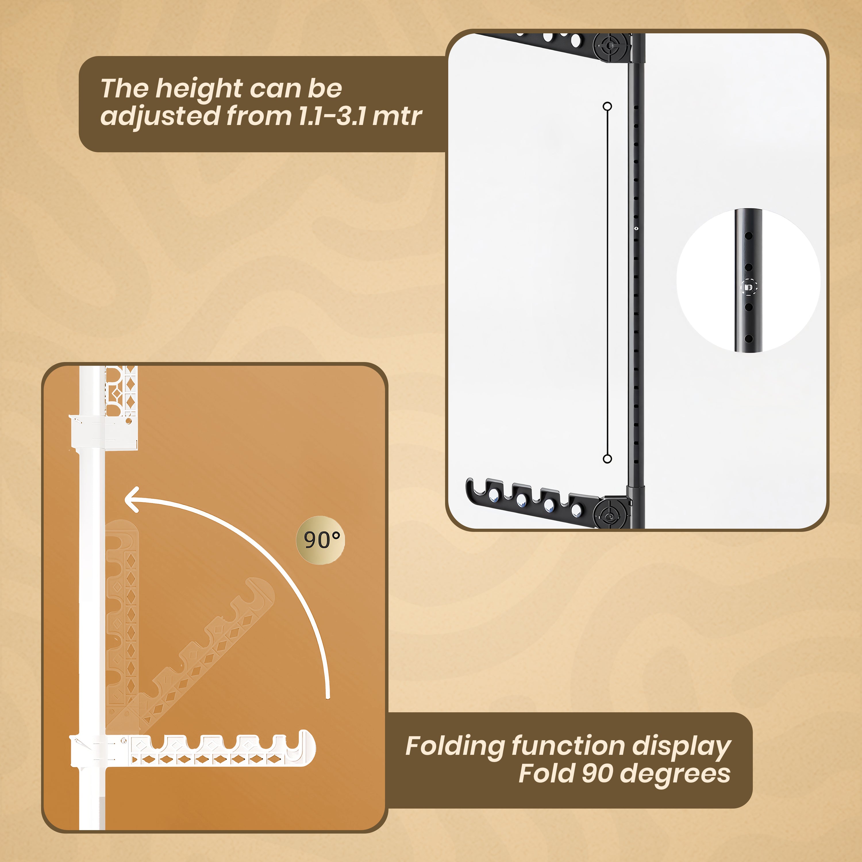 Homero Multi-Wing Heavy-Duty Telescopic Clothes Rack - Matte Black 3.1 Meter