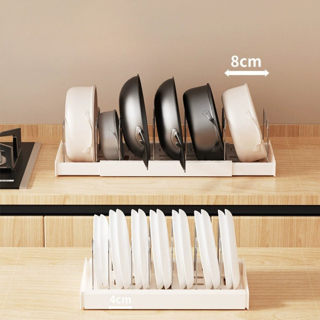 HOMERO Adjustable Stainless Steel Telescopic Pot Lid Pan Organizer