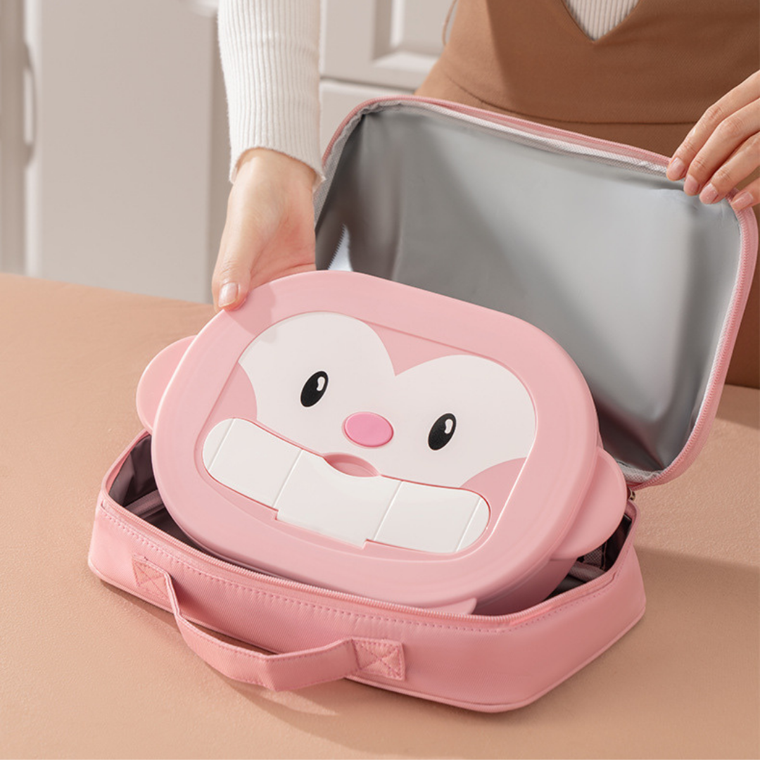 Homero 4-Compartment Cute Monkey Kids Stainless Steel Lunch Box