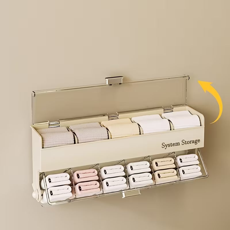 Wall Mounted Underwear and Socks Storage Organizer with Transparent Flip Lid