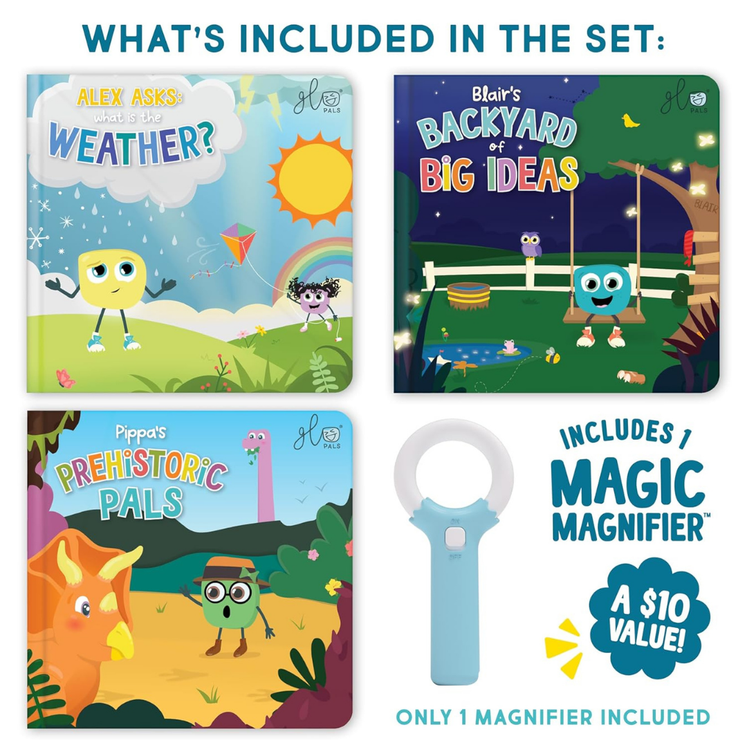 Homero Light-Up Kids Book Collection Interactive Learning Set with Magic Magnifier (3 Story Pack)