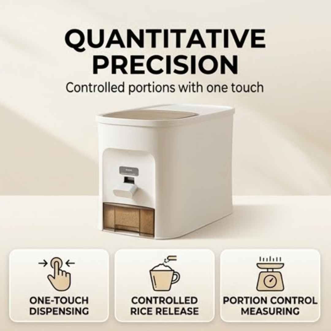 Airtight Quantitative Rice Storage Container with One Touch Dispenser (10kg)