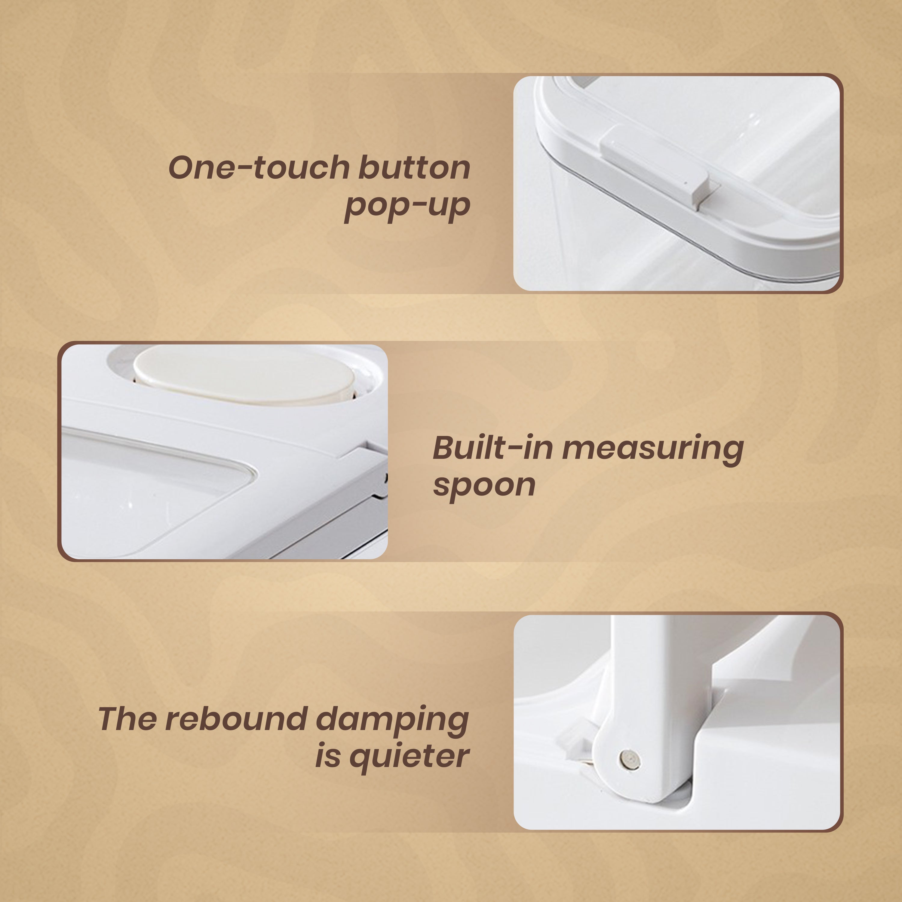 HOMERO Airtight Grain Transparent Window Double Seal Storage Container - 3.2L