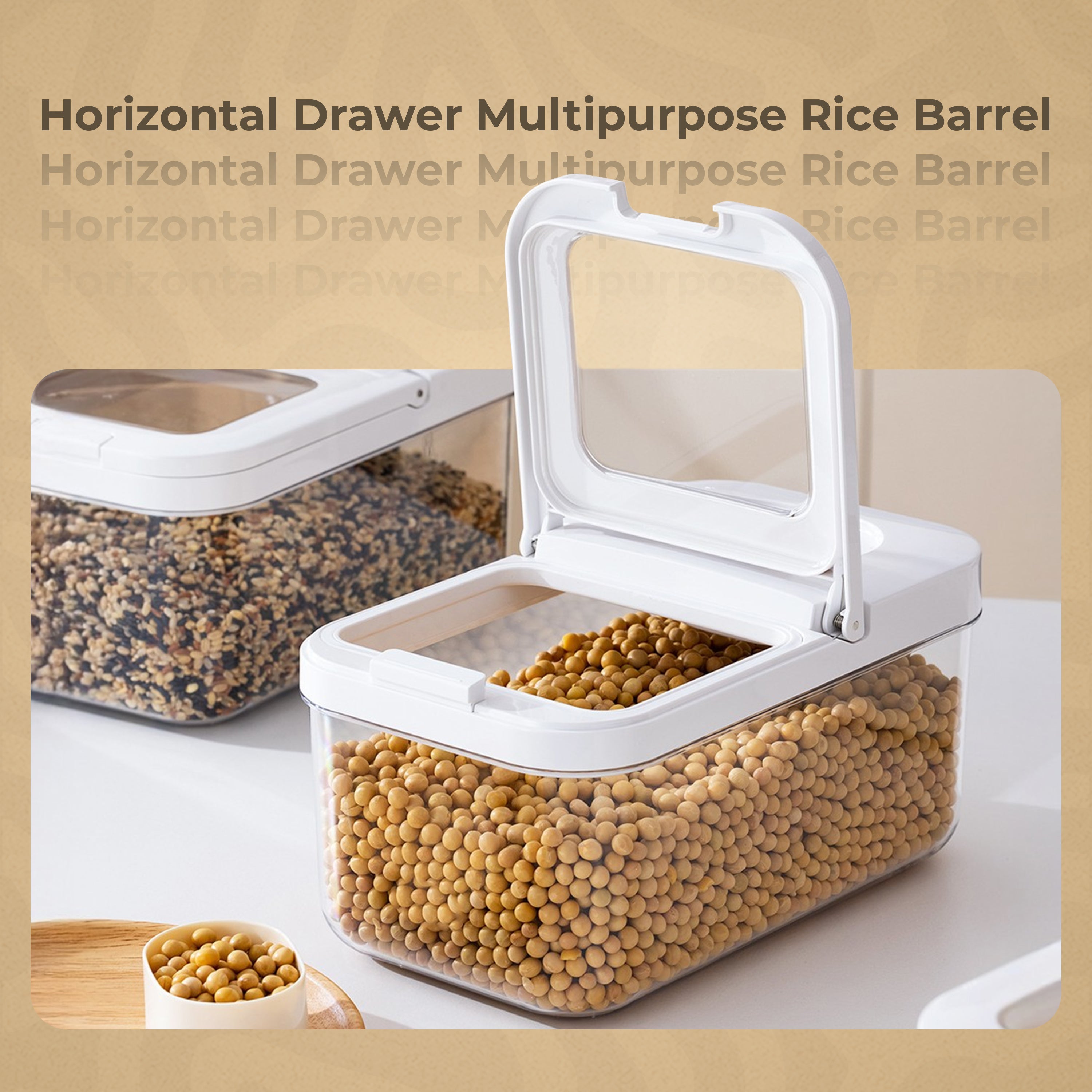 HOMERO Airtight Grain Transparent Window Double Seal Storage Container - 3.2L