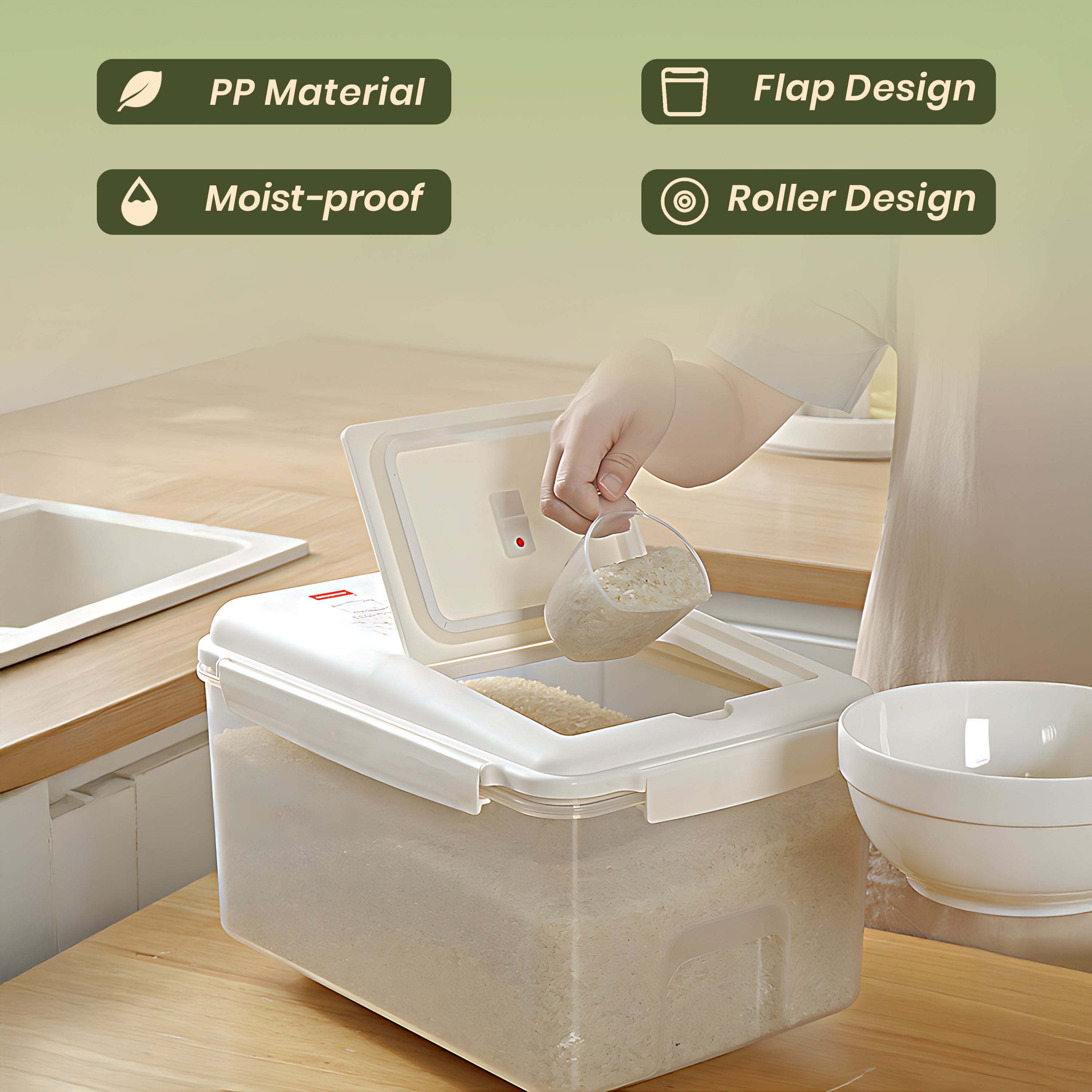 HOMERO Premium Large Capacity Airtight Rice Transparent Storage Container