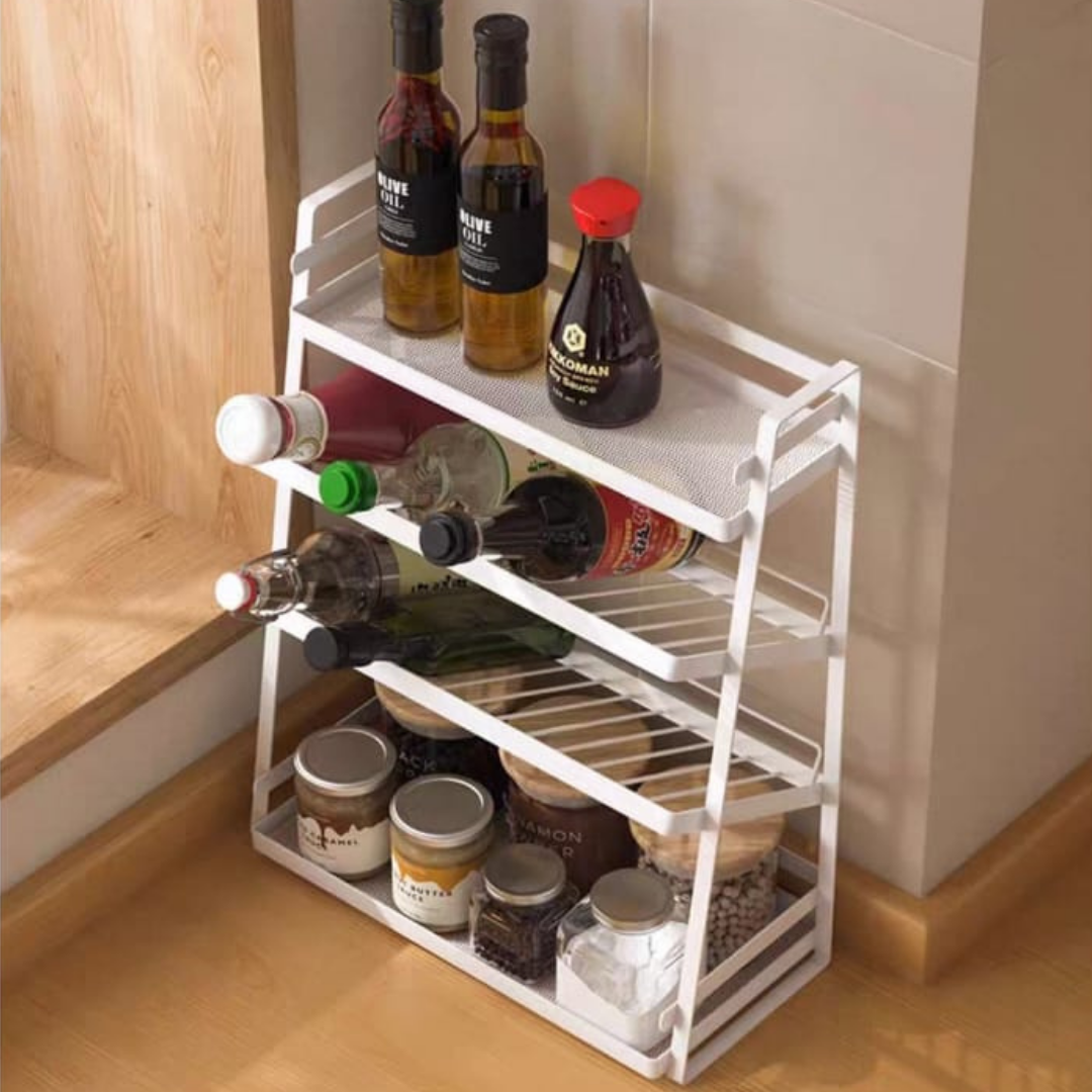 HOMERO4 Tier Carbon Steel Kitchen Storage Spice Organizer Shelf