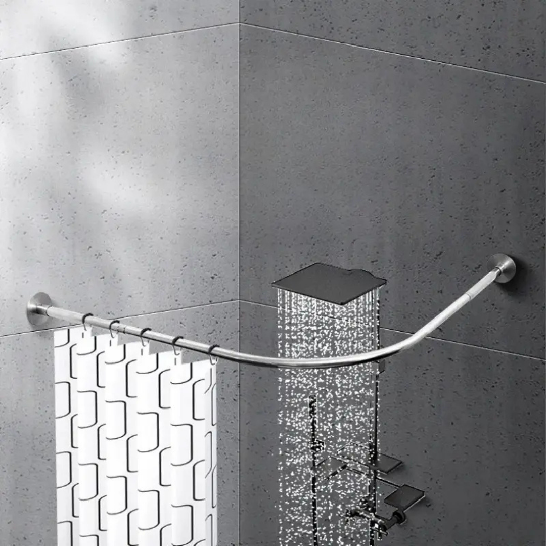 HOMERO Elegant L Shaped Adjustable Stainless Steel Corner Shower Curtain Rod