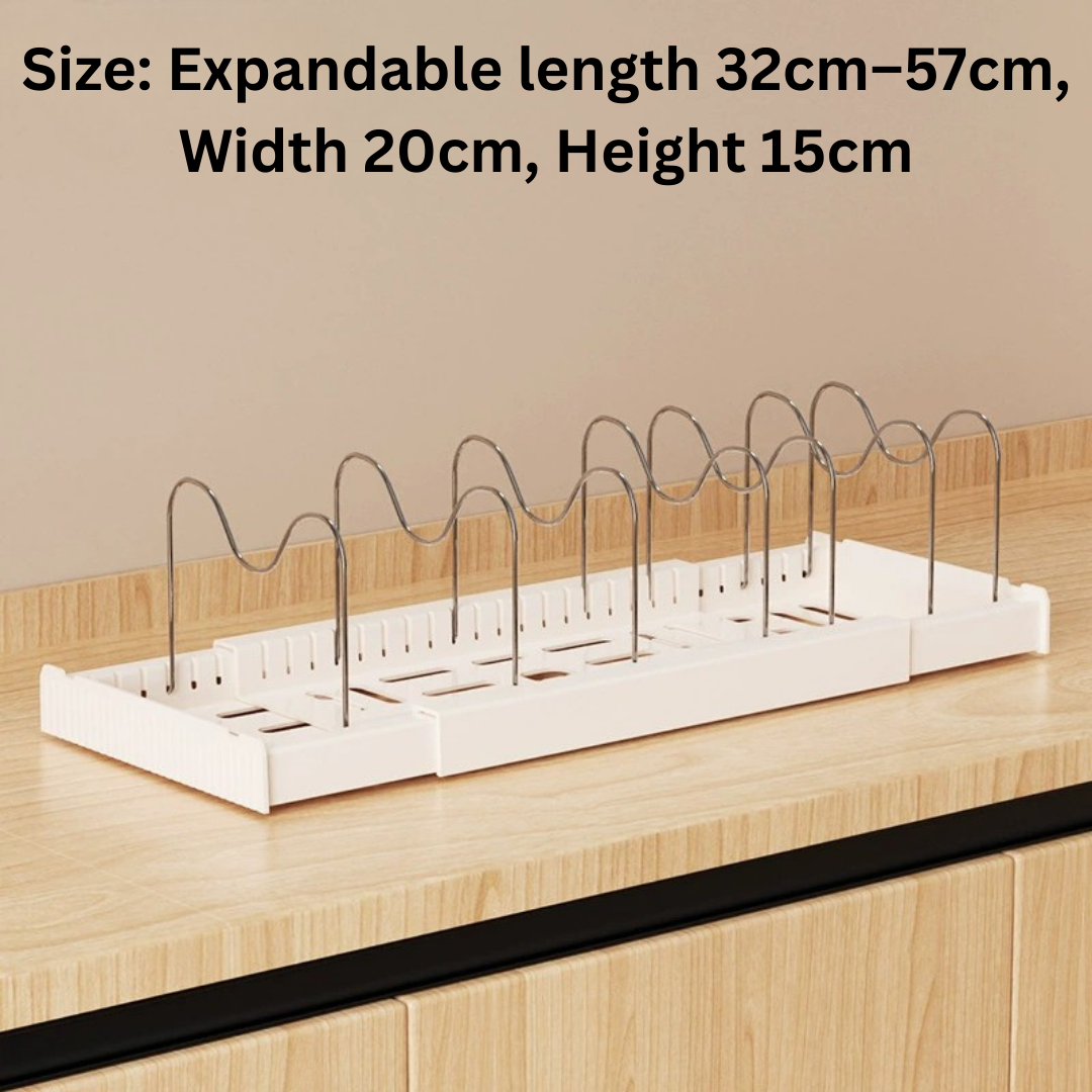 HOMERO Adjustable Stainless Steel Telescopic Pot Lid Pan Organizer