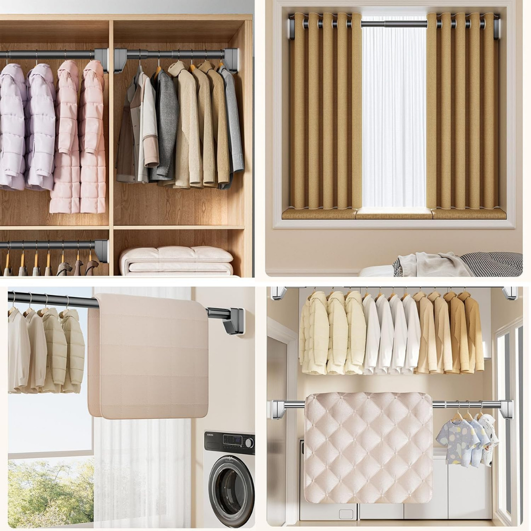 HOMERO Multi-Purpose Stainless Steel Flexible Telescopic Adjustment Rod - 0.5m to 4m