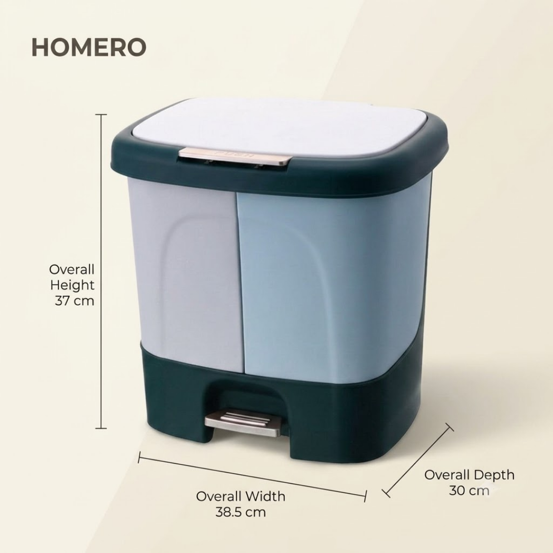 Dual Compartment Double Lid Waste Segregation Pedal Dustbin