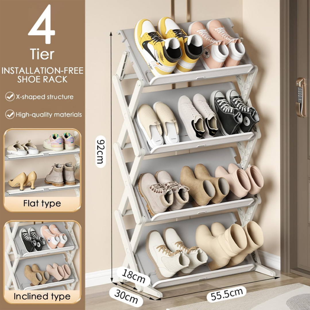 Homero High Quality 4-Tier Foldable Space-Saving Shoe Rack