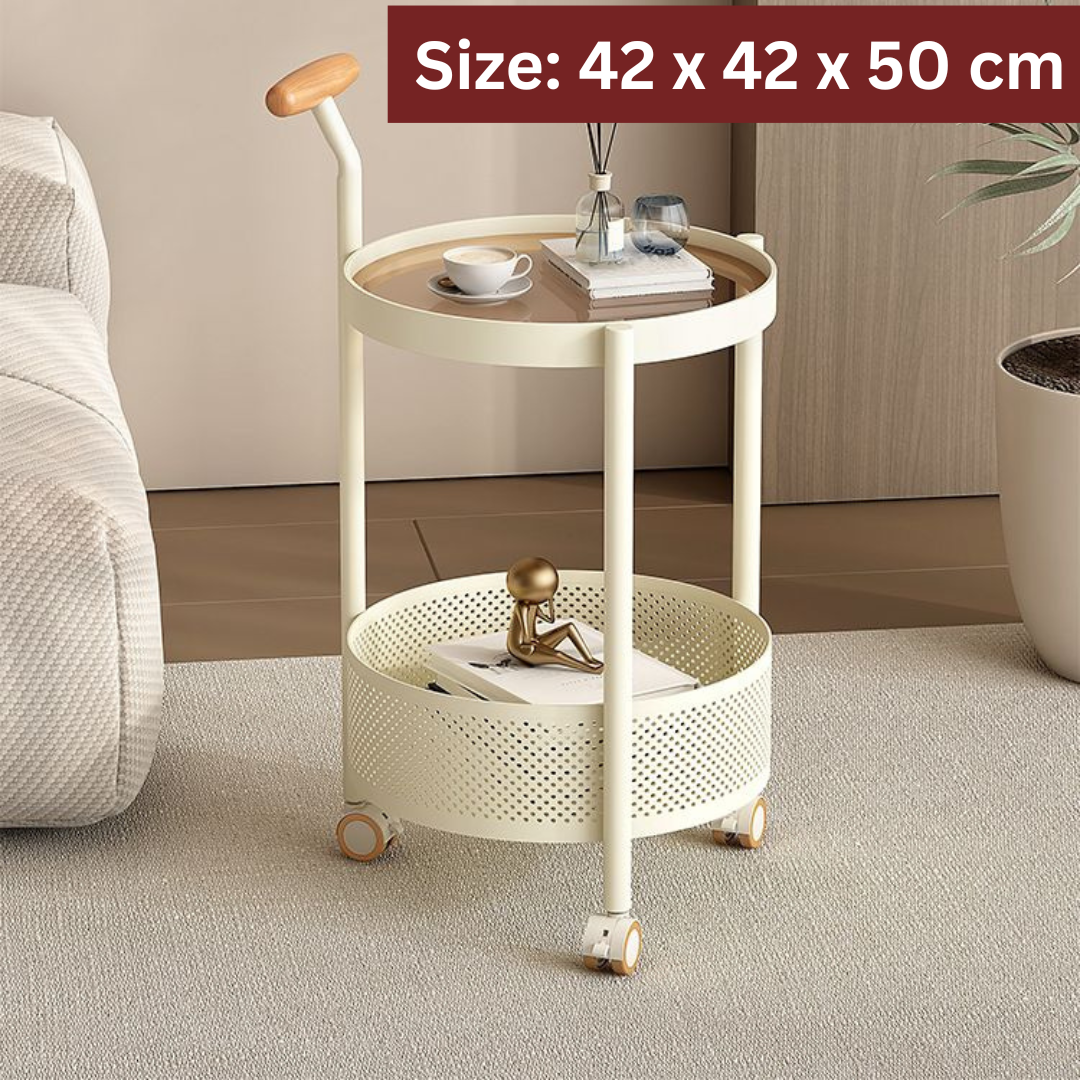 Homero Multipurpose Art Side Table Brown Glass Top - 2 Layer