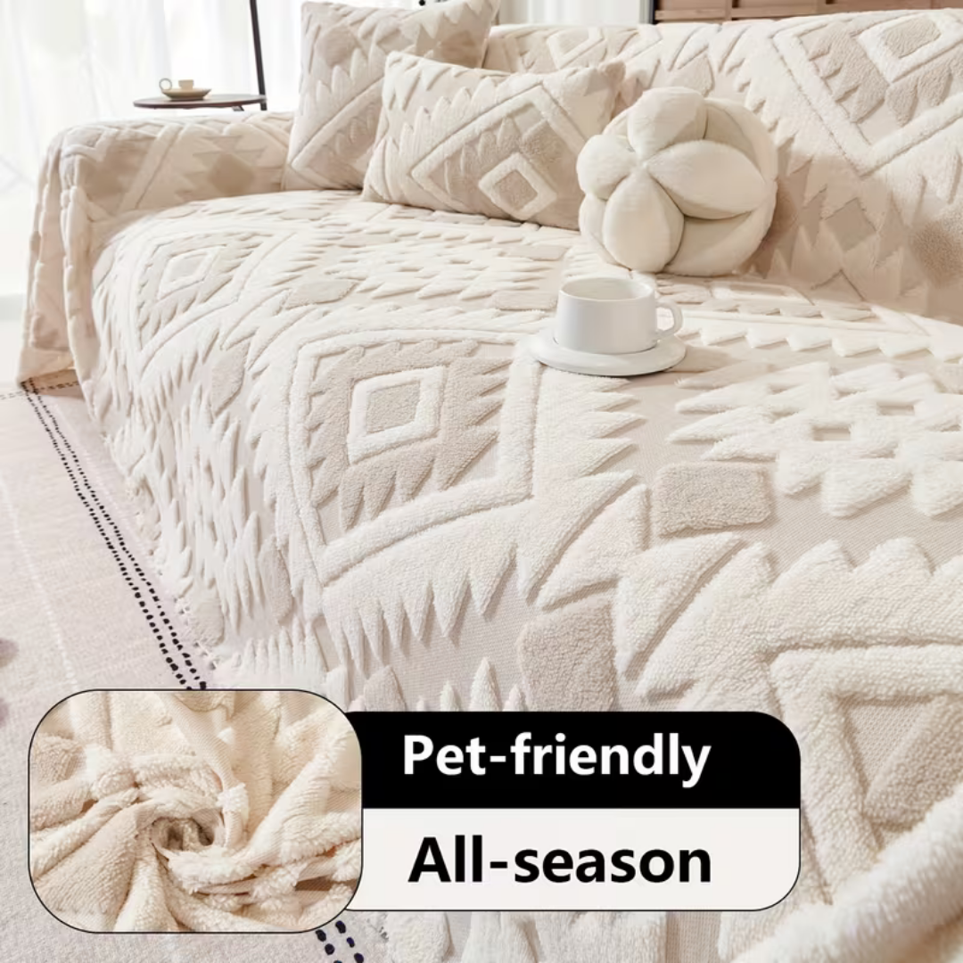 Diamond Pattern Elegant Reversible Chenille Fabric Throw Sofa Cover