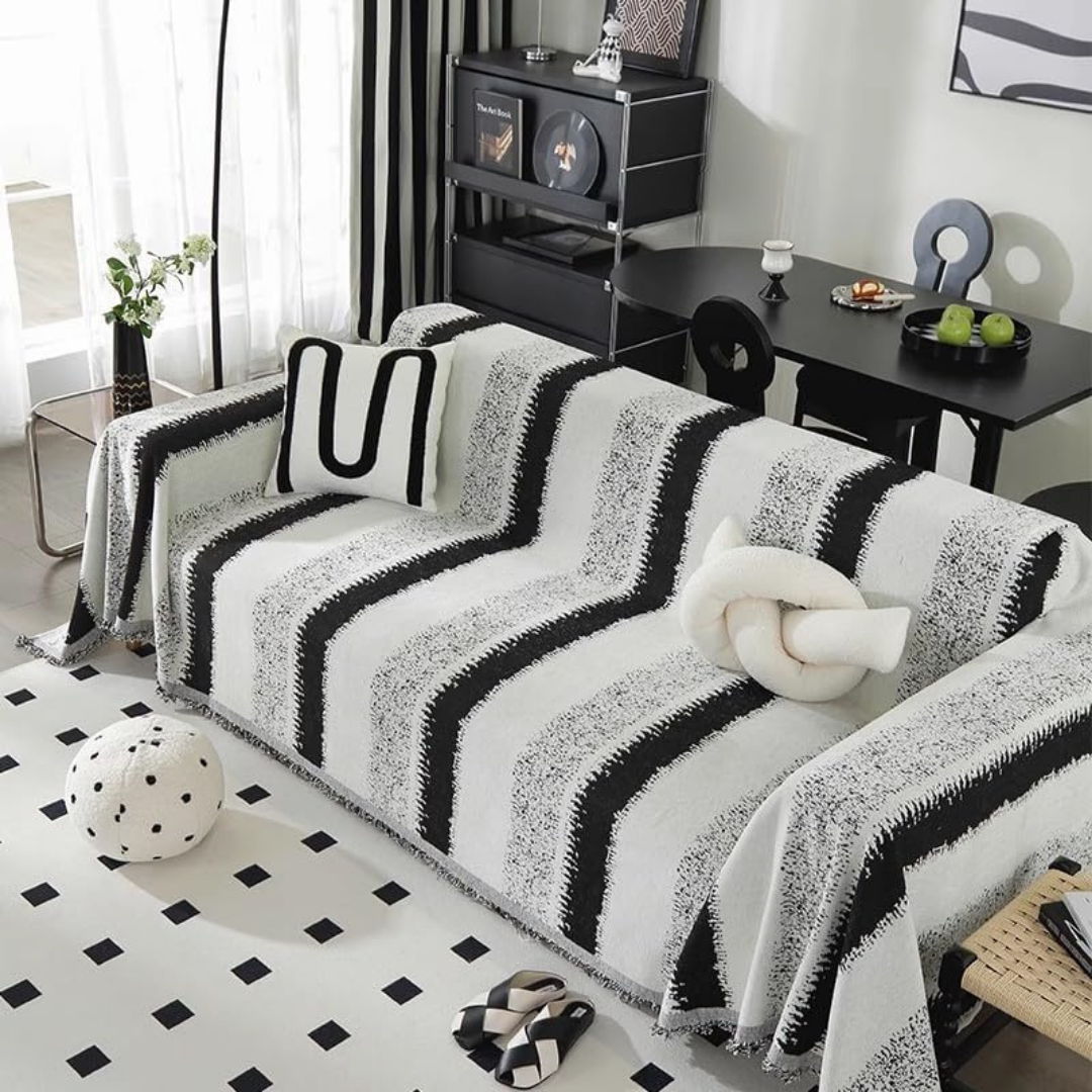 Premium Chenille Fabric Reversible Sofa Throw Cover