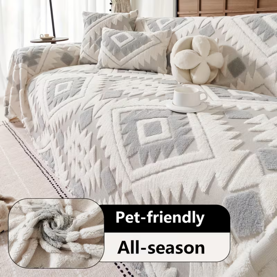 Diamond Pattern Elegant Reversible Chenille Fabric Throw Sofa Cover