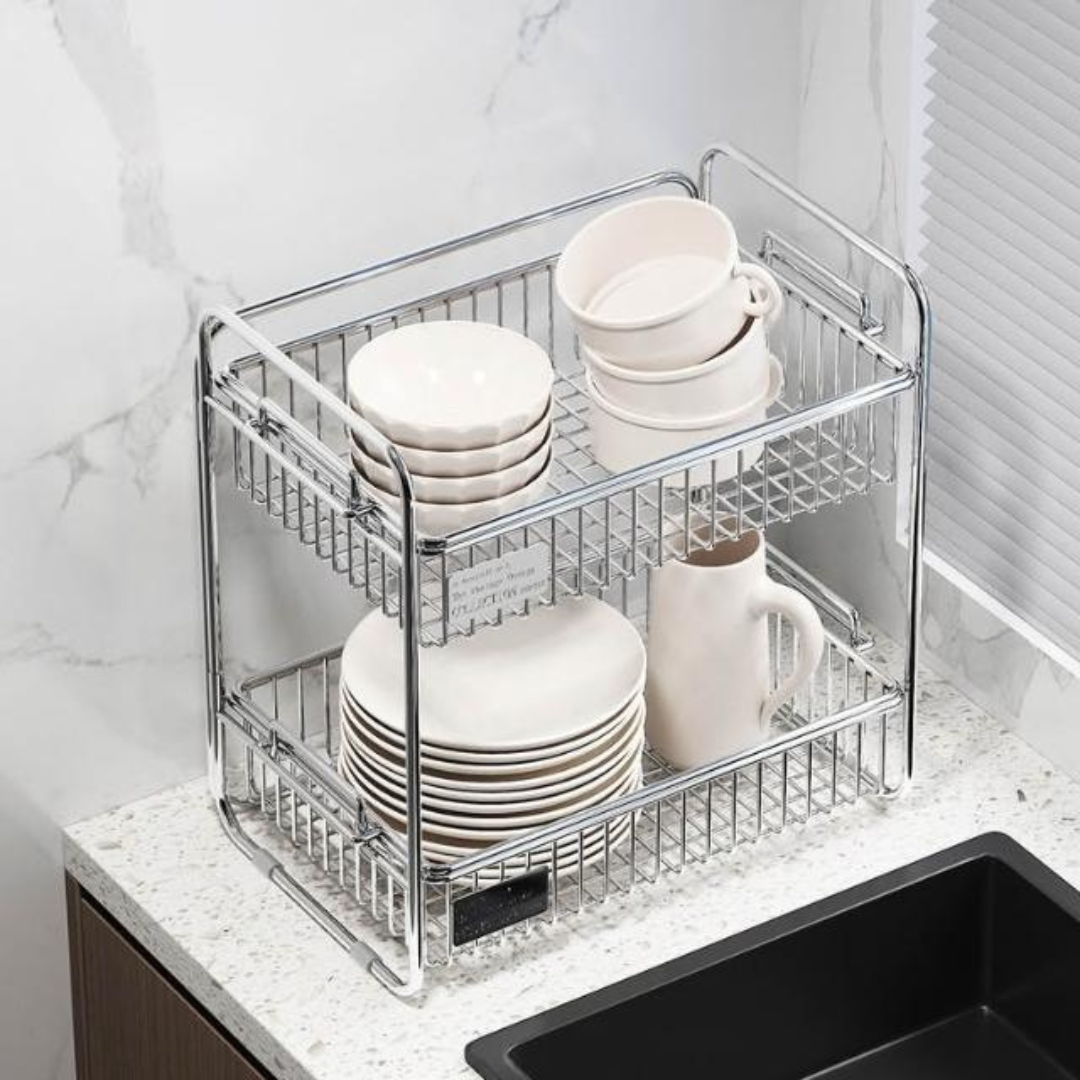 Double Layer Stainless Steel Countertop Storage Rack