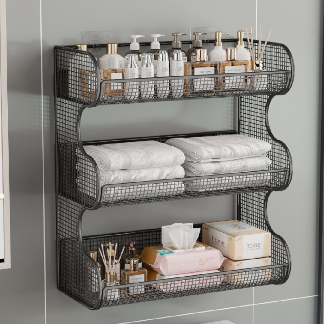 Premium Metal Bathroom Open Shelf Rack Storage Organizer