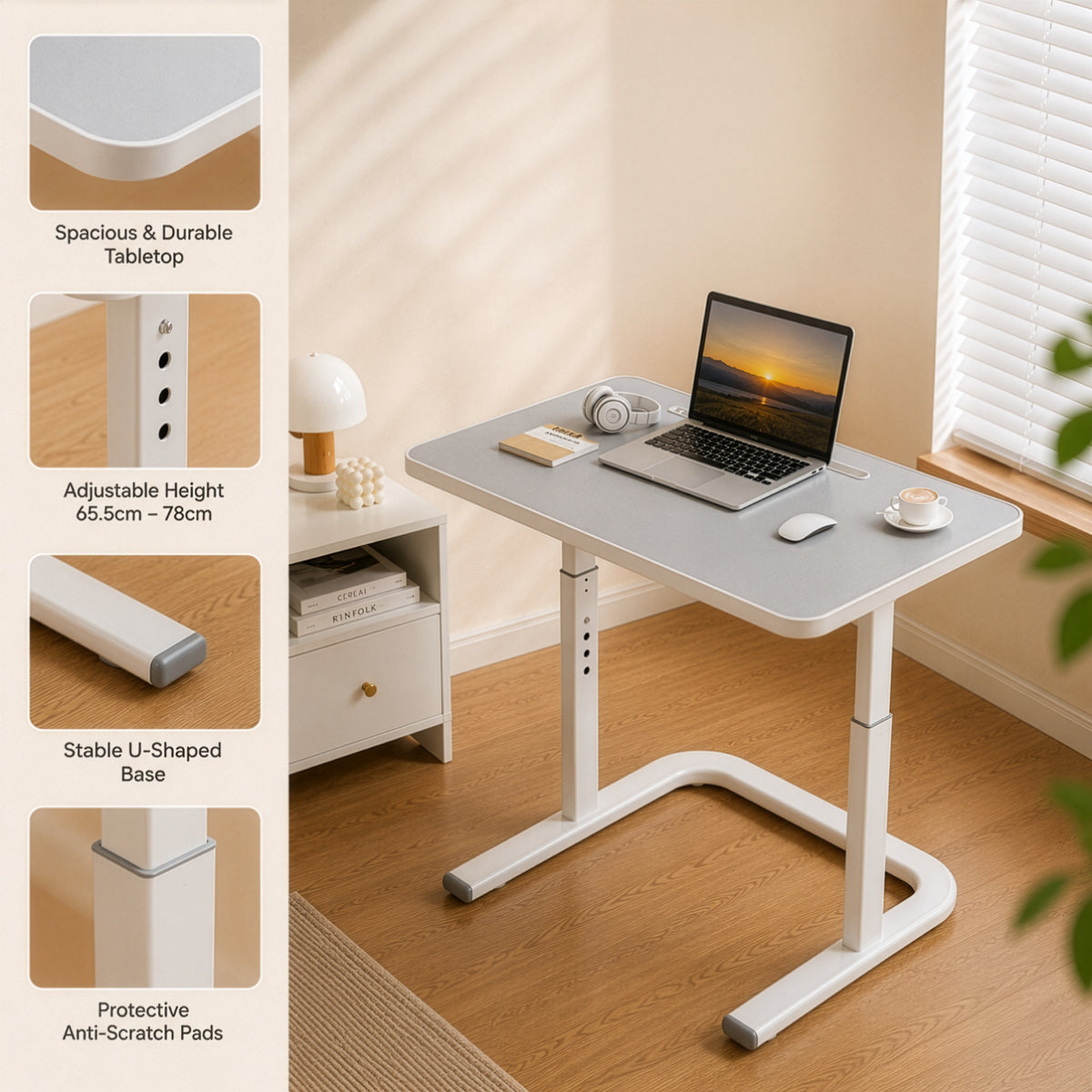 Homero Study Workstation Adjustable Height Mobile Desk