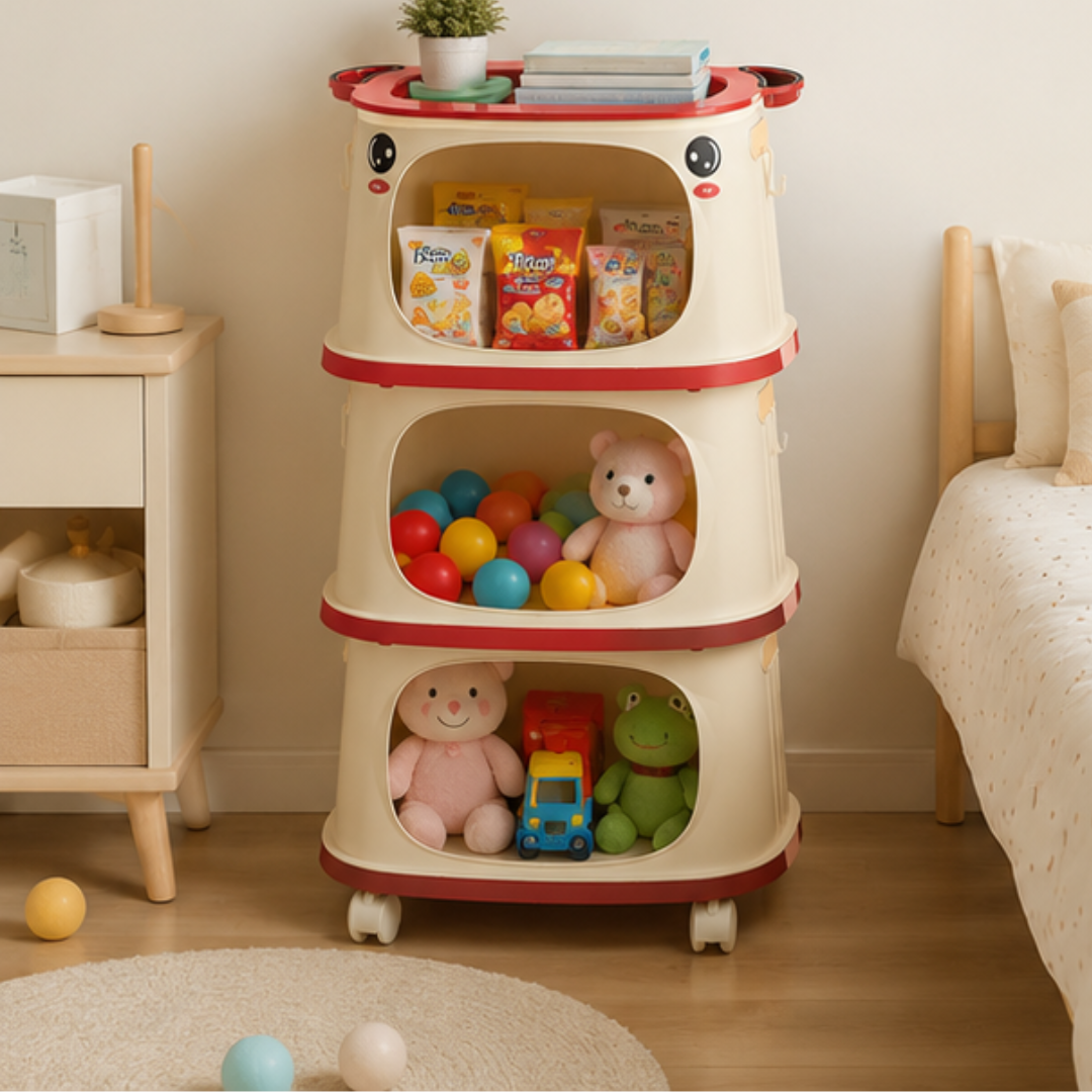Cute Cartoon Multipurpose Storage Rack with Wheels