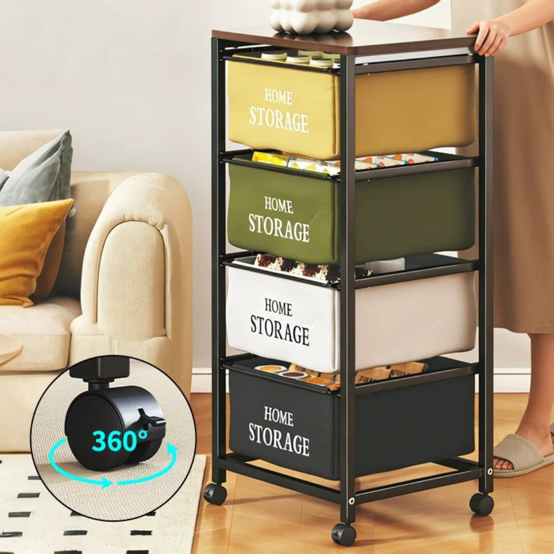 Multi-Purpose Rolling Storage Organizer Rack with Wheels