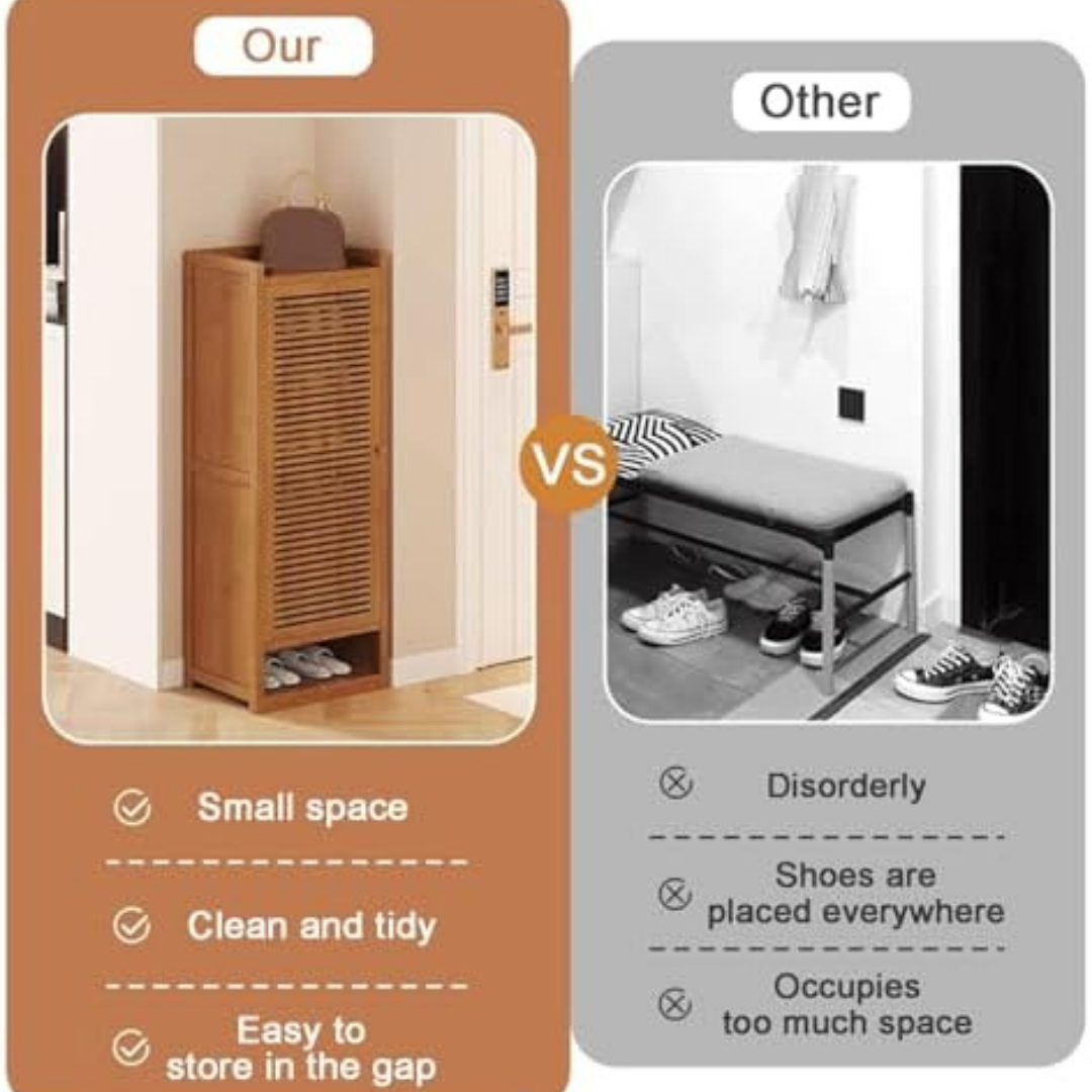 HOMERO Wooden Stylish Door Entryway Organizer and Shoe Rack Cabinet - 9 Layer