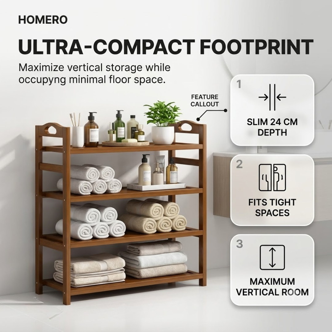 Premium Solid Bamboo Multi Layer Storage Rack Organizer