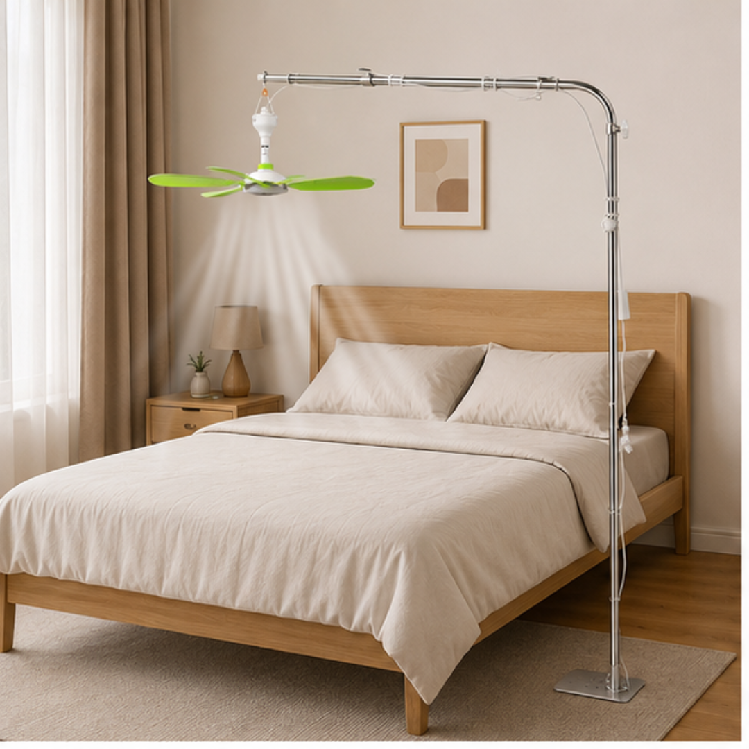Floor Standing USB Ceiling Fan with Telescopic Stainless Steel Stand