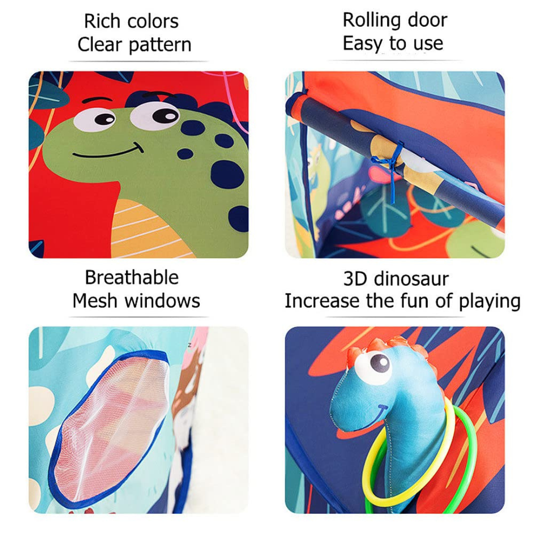 Dinosaur Kids Play Foldable Tent with Ring Game