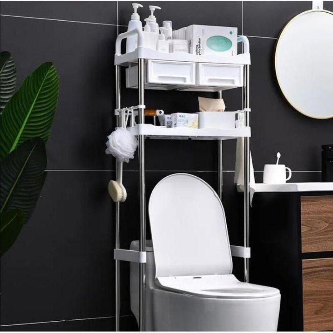 HOMERO Multi-layer Bathroom Over Toilet Storage Rack with Drawer Hooks