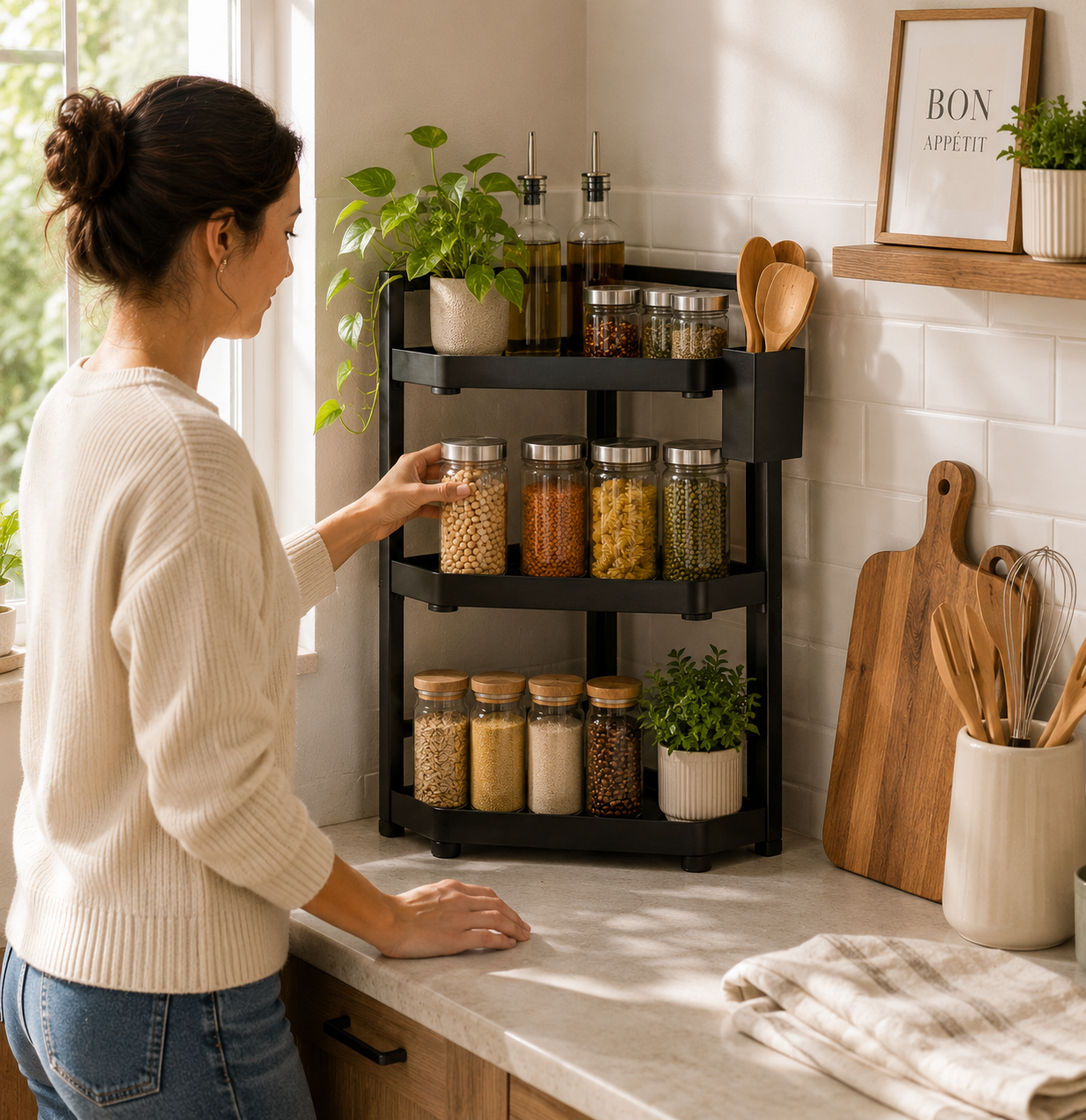 Homero Three-Layer Stainless Steel Kitchen Spice Rack