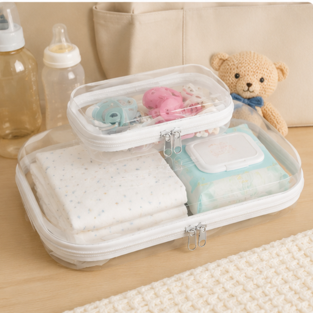 Transparent Hard Shell Zipper Organizer Bags (Set of 3)