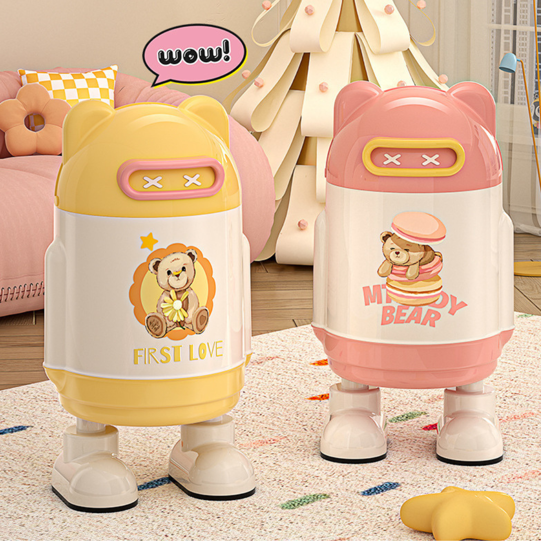 HOMERO Cute Sliding Lid Dustbin with Double Barrel Design – 12L Capacity
