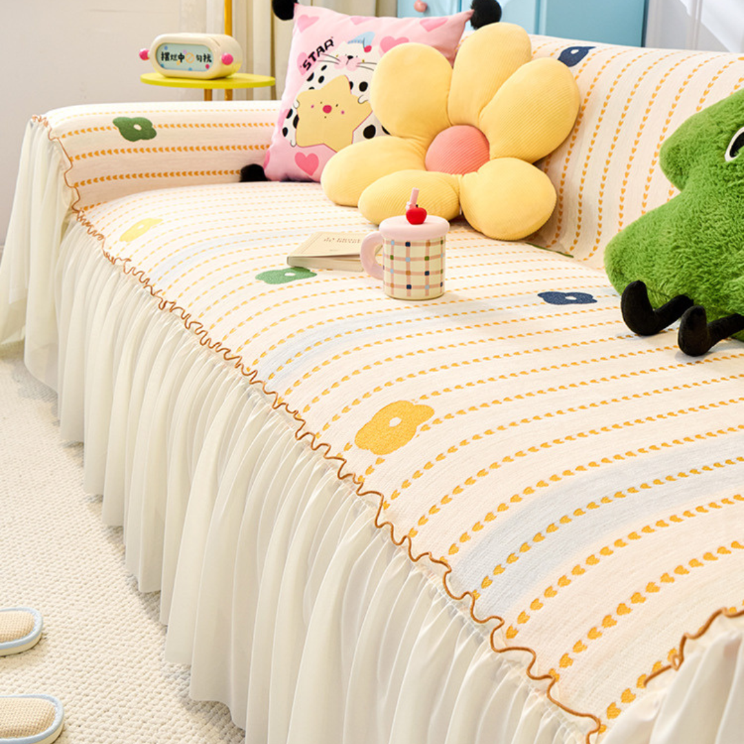 Premium Chenille Floral Anti Slip Soft Sofa Cover