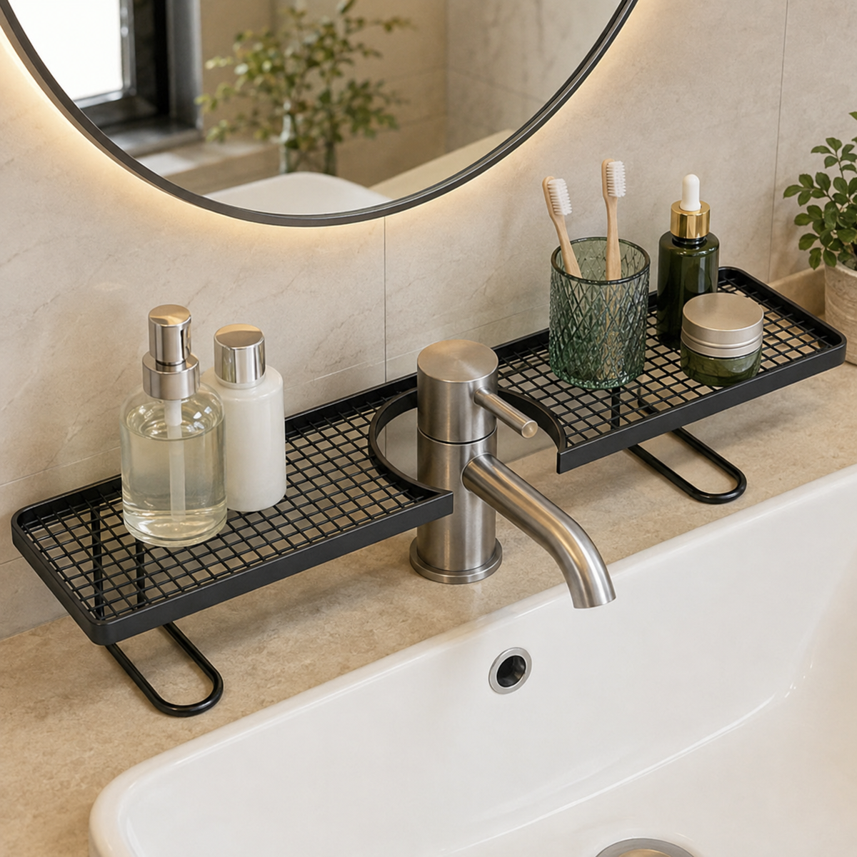 Metal Faucet Storage Rack Bathroom Organizer 50CM